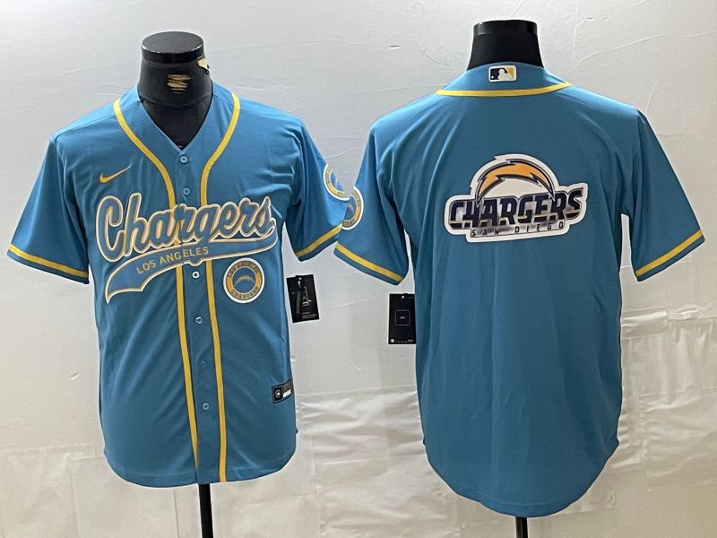 Men Los Angeles Chargers Blank Light blue Joint Name 2024 Nike Limited NFL Jersey style 4